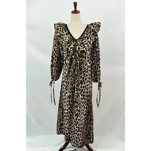 DAMSON MADDER Sz 12 UK 8 US Leopard Print Barbs Ruffle Midi Dress - Picture 2 of 12